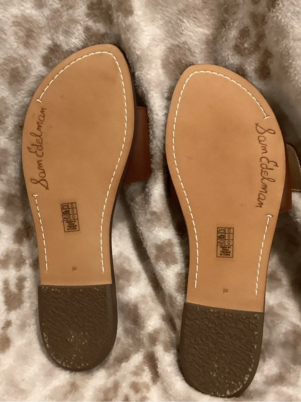 Sam Edelman Gaige Tan/Saddle Leather Buckle Slide Sandals, Size 8 1/2 - Picture 7 of 13
